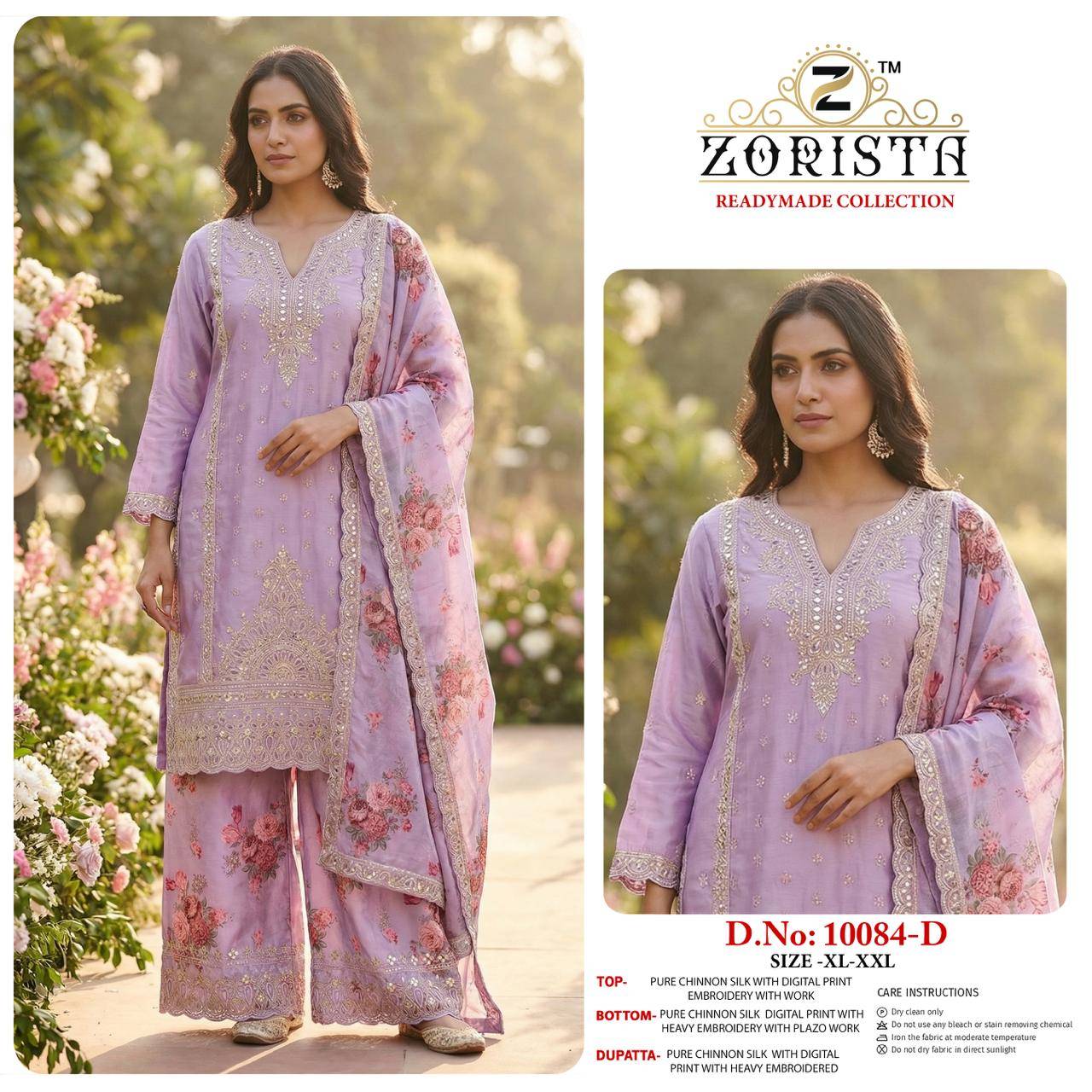 10084 SERIES COLOURS BY ZORISTA Pakistani Stylish Embroidered CHINNON SILK READYMADE Dresses At Wholesale Price